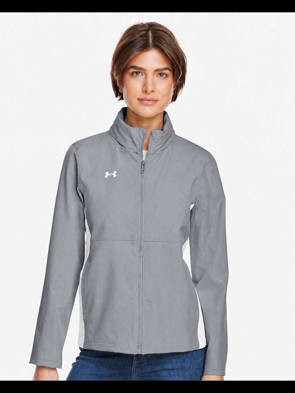 Under Armour Women's Gray/White Lightweight Full-Zip Jacket - Large